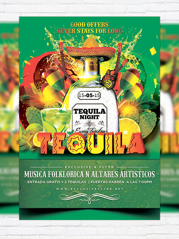 Tequila Party - Premium Flyer Template + Facebook Cover