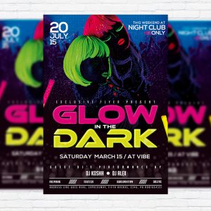 Glow in the Dark - Premium Flyer Template + Facebook Cover