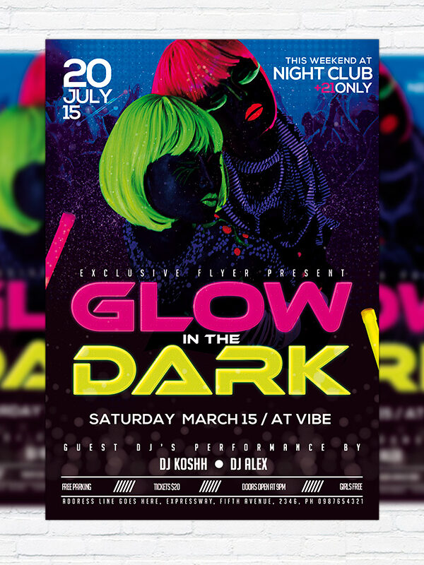 Glow in the Dark - Premium Flyer Template + Facebook Cover