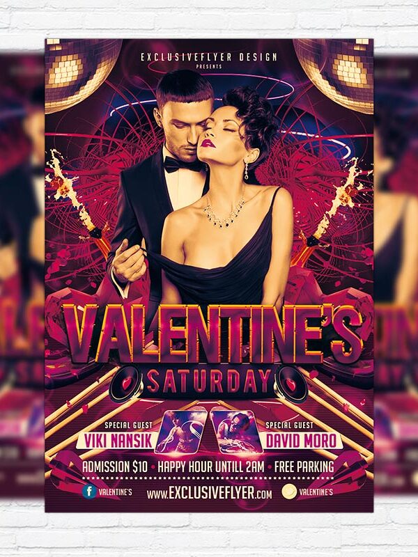 Valentine`s Saturday - Premium PSD Flyer Template