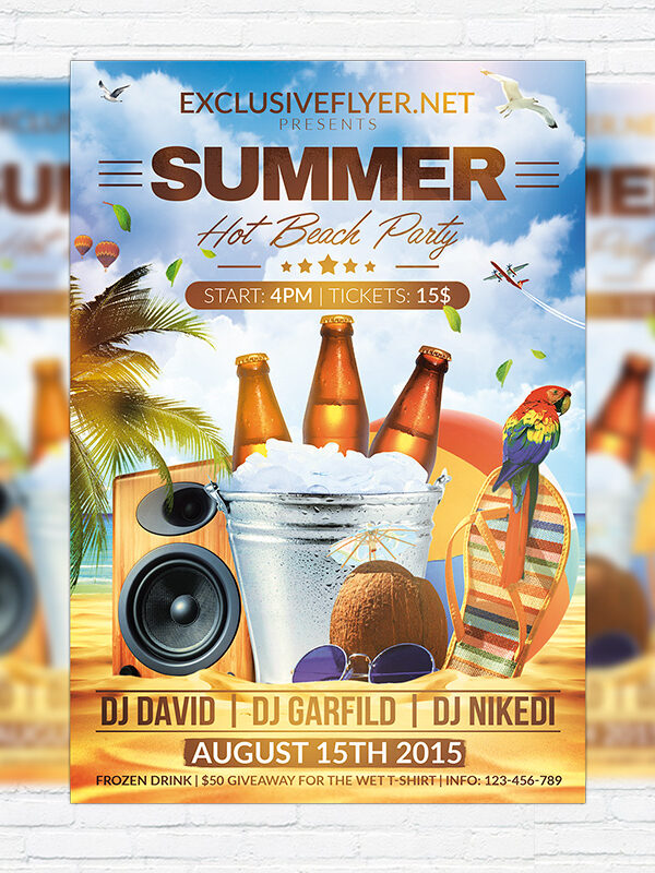 Summer Hot Beach Party - Premium Flyer Template + Facebook Cover
