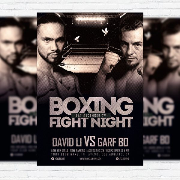 Boxing Fight Night Premium Flyer Template + Facebook Cover