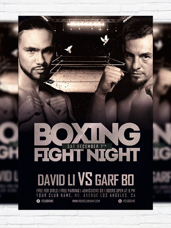 Boxing Fight Night - Premium Flyer Template + Facebook Cover