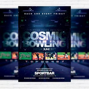 Cosmic Bowling - Premium Flyer Template + Facebook Cover
