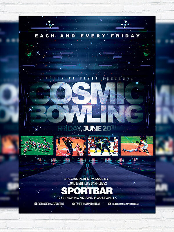 Cosmic Bowling - Premium Flyer Template + Facebook Cover