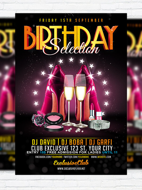 Ladies Birthday - Premium Flyer Template + Facebook Cover