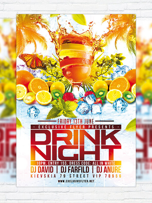 Drink Night - Premium Flyer Template + Facebook Cover