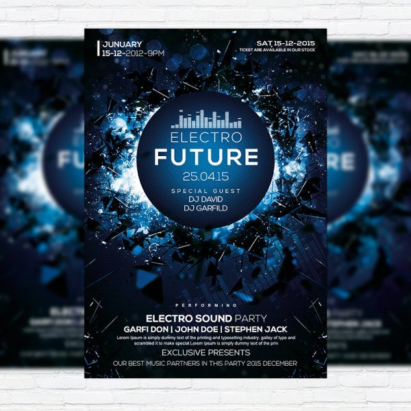 Electro Future Vol.3 - Premium Flyer Template + Facebook Cover