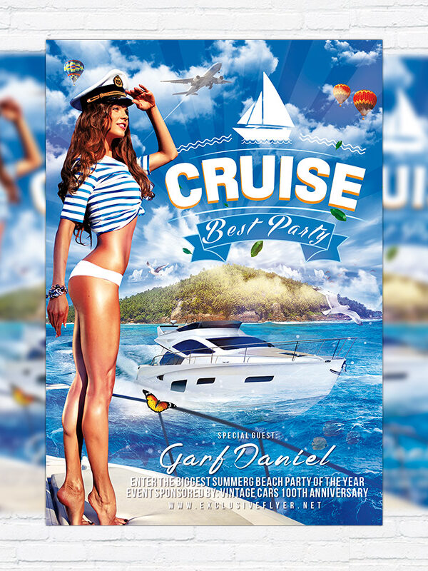 Cruise Best Party - Premium Flyer Template + Facebook Cover