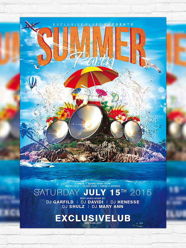 Summer Party Vol.4 - PSD Flyer Template + Facebook Cover