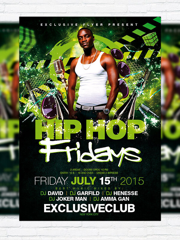 Hip Hop Fridays - Premium Flyer Template + Facebook Cover