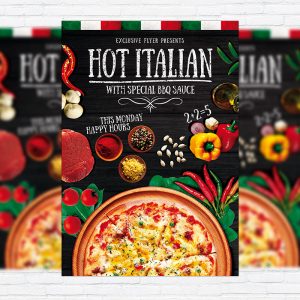 Hot Pizza - Premium Flyer Template + Facebook Cover