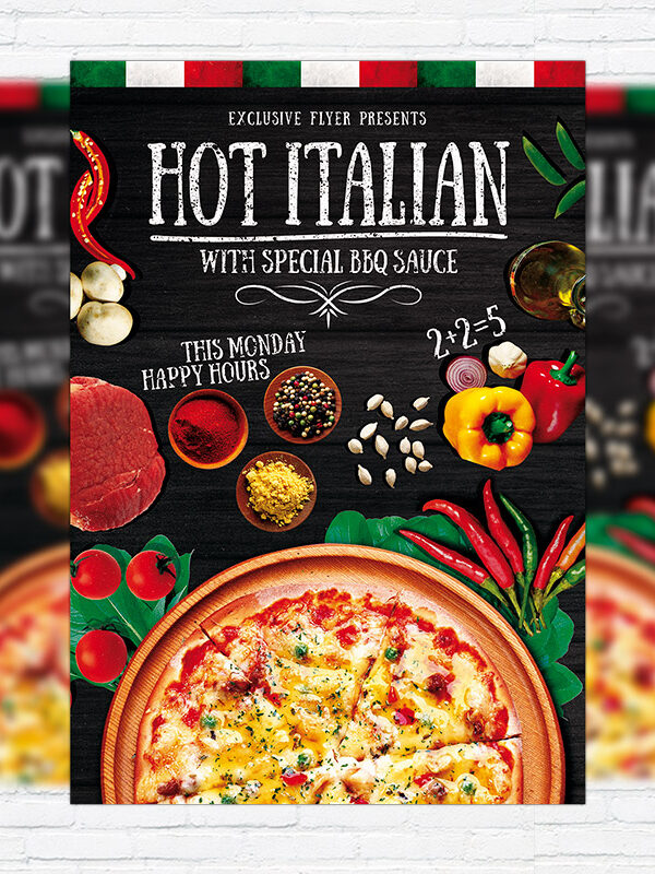 Hot Pizza - Premium Flyer Template + Facebook Cover