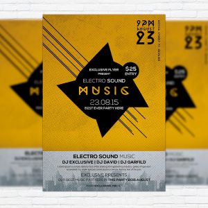 Electro Sound Music - Premium Flyer Template + Facebook Cover