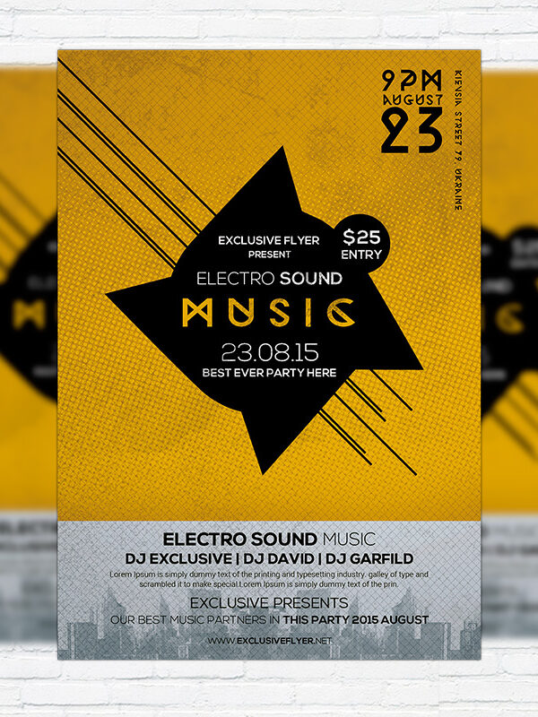 Electro Sound Music - Premium Flyer Template + Facebook Cover