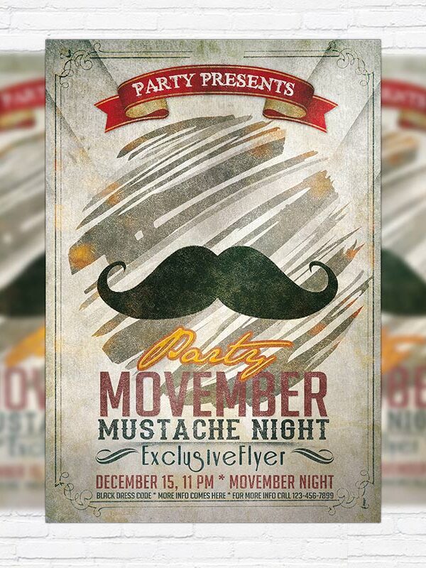 Movember Party - Premium PSD Flyer Template