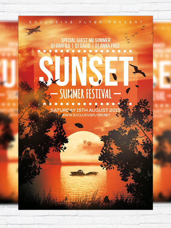 Sunset Summer Festoval - Premium Flyer Template + Facebook Cover