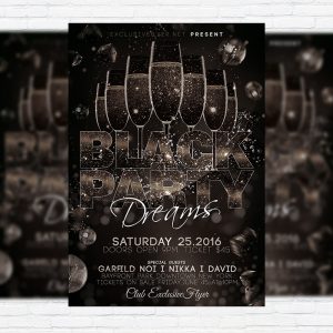 Black Party Dreams - Premium Flyer Template + Facebook Cover