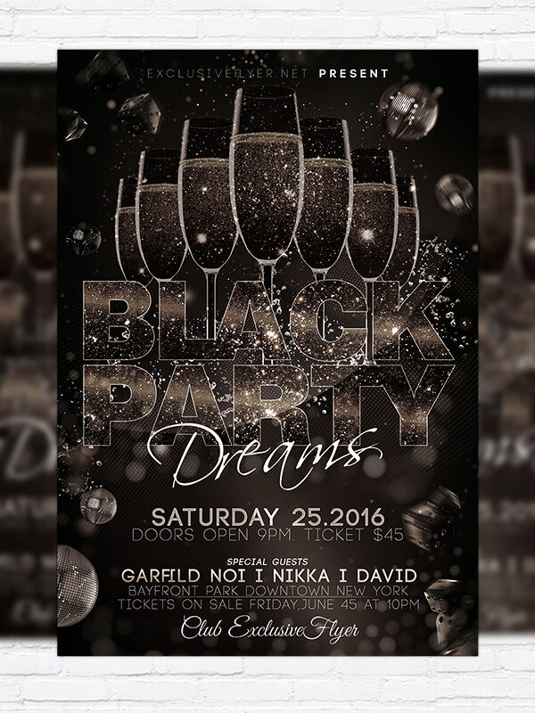 Black Party Dreams - Premium Flyer Template + Facebook Cover