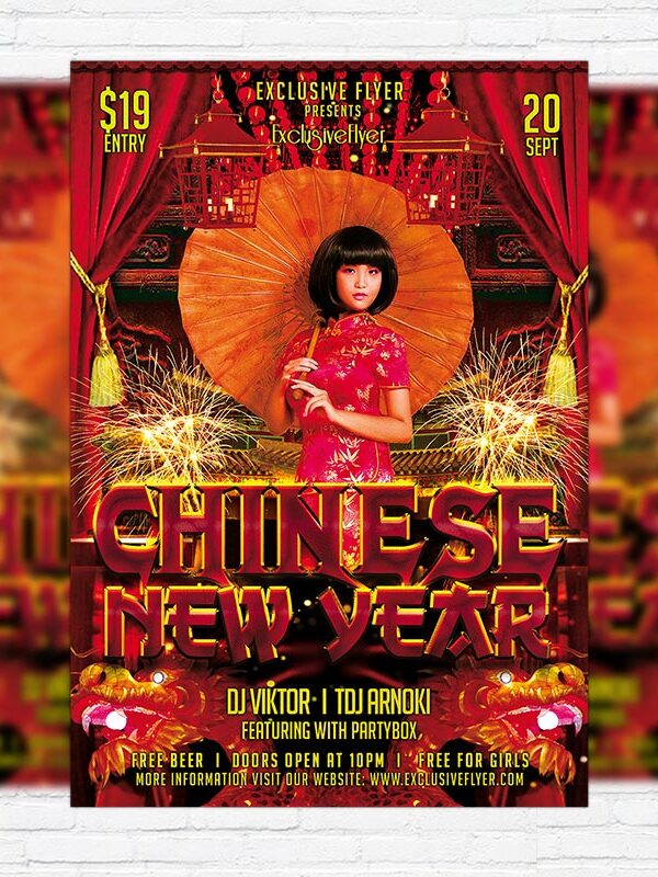Exclusive Chinese New Year - Free Club and Party Flyer PSD Template