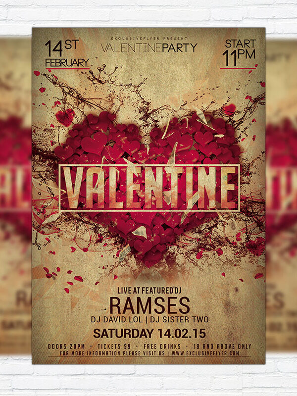 Valentine Party Night - Premium PSD Flyer Template