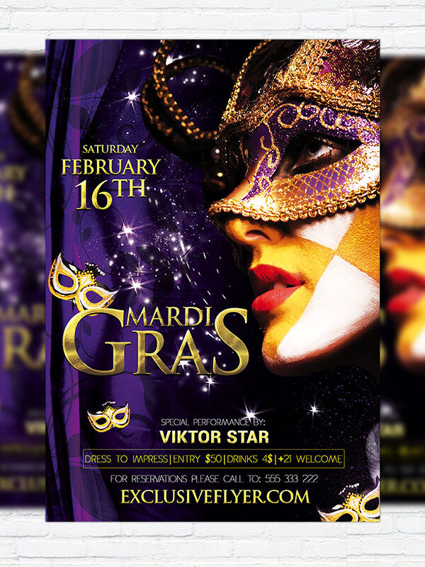 Mardi Gras / Carnival - Premium PSD Flyer Template