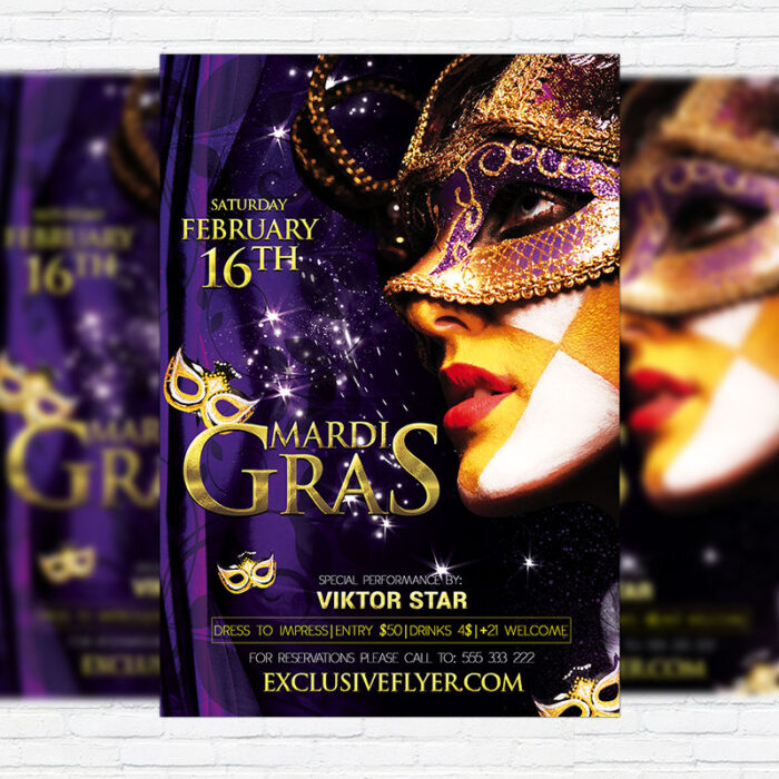 Mardi Gras / Carnival - Premium PSD Flyer Template