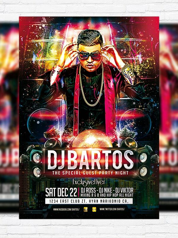 Special Guest DJ Bartos - Premium PSD Flyer Template