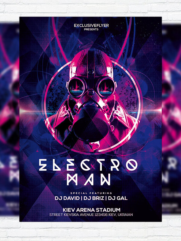 Electro Man Party – Premium PSD Flyer Template + Facebook Cover