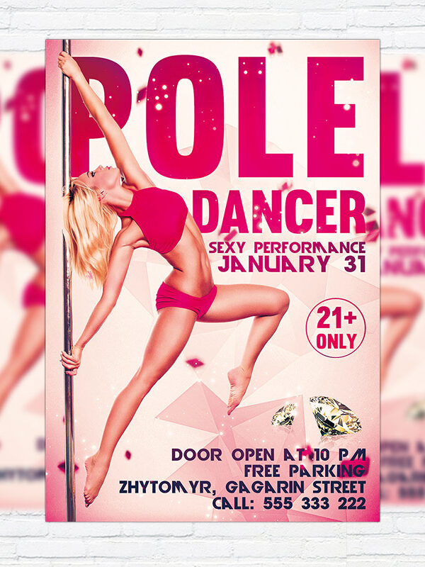 Pole Dancer Party - Free Club and Party Flyer PSD Template