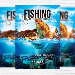 Fishing - Premium PSD Flyer Template + Facebook Cover