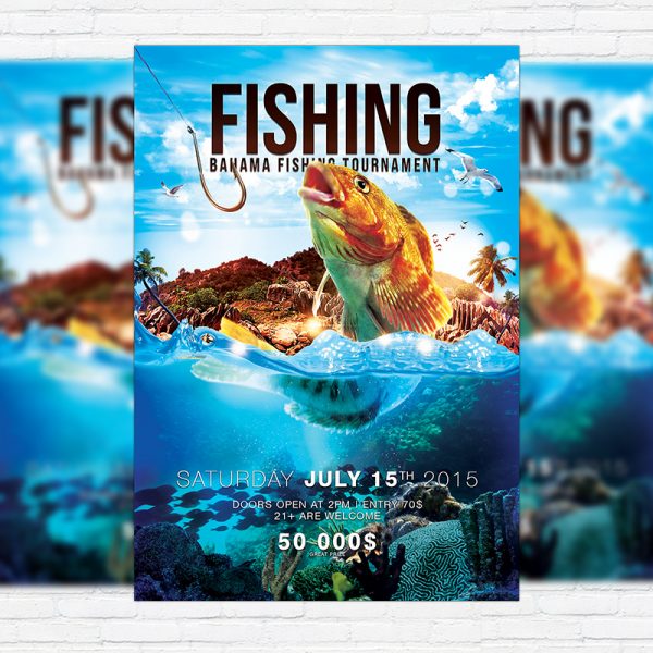 Fishing Premium PSD Flyer Template + Facebook Cover ExclsiveFlyer