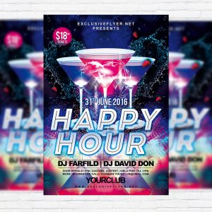Happy Hour - Free Club and Party Flyer PSD Template
