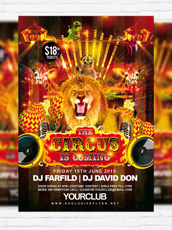Circus - Free Club and Party Flyer PSD Template