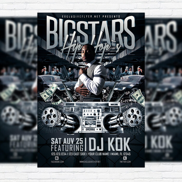 Bigstars Hip Hop`s - Premium Flyer Template + Facebook Cover