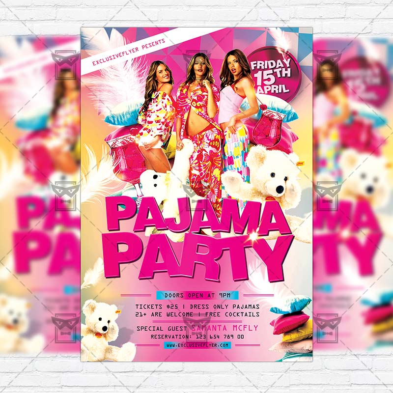 Pajama Party Premium Flyer Template + Facebook Cover ExclsiveFlyer