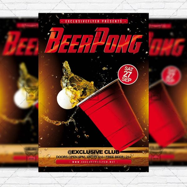 Beer Pong Championship - Premium Flyer Template + Instagram Size Flyer ...