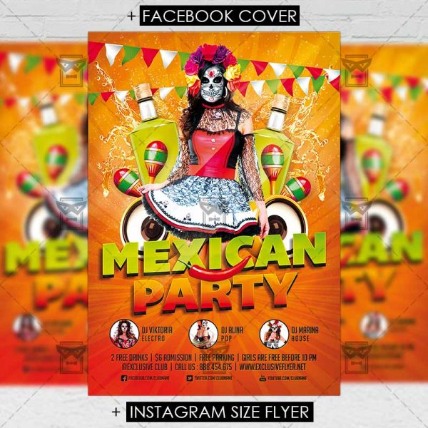 Mexican Party Premium Flyer Template ExclsiveFlyer Free and
