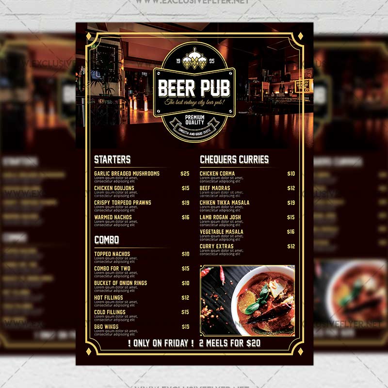 Pub Menu Templates