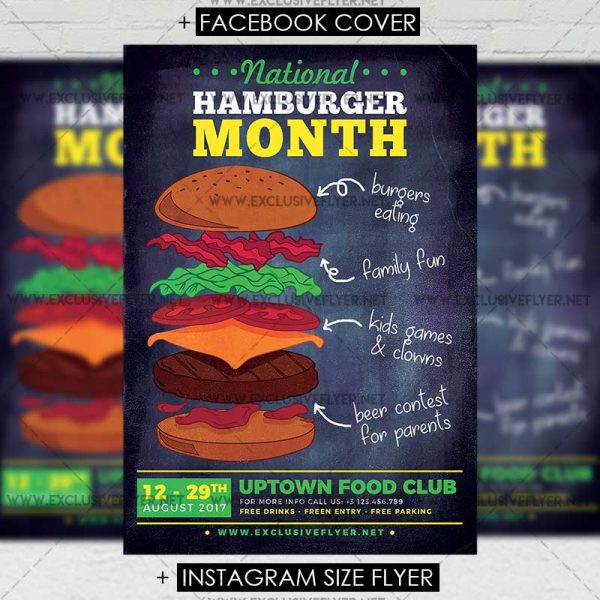 National Hamburger Month Premium A5 Flyer Template ExclsiveFlyer