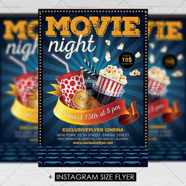 Movie Night - Premium A5 Flyer Template | ExclsiveFlyer | Free and ...