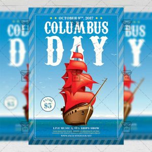 Happy Columbus Day Celebration - Seasonal A5 Flyer Template