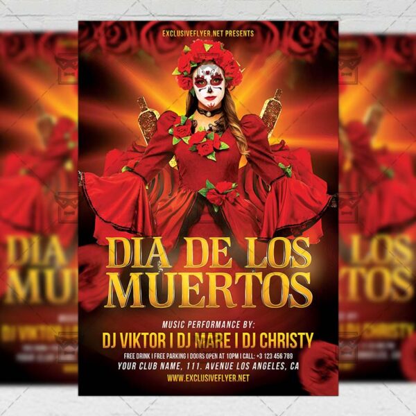 Dia De Los Muertos Celebration - Seasonal A5 Flyer Template ...