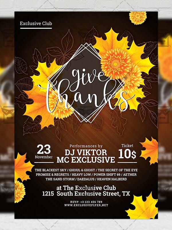 Give Thanks Night - Seasonal A5 Flyer Template