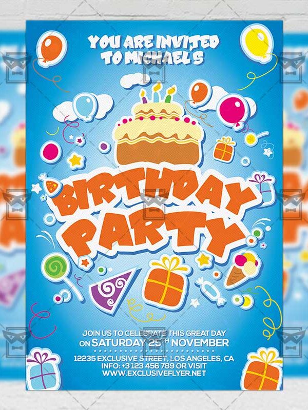 Download Kids Birthday PSD Invitation Card Template Now
