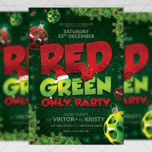 Download Red and Green Only Party PSD Flyer Template Now