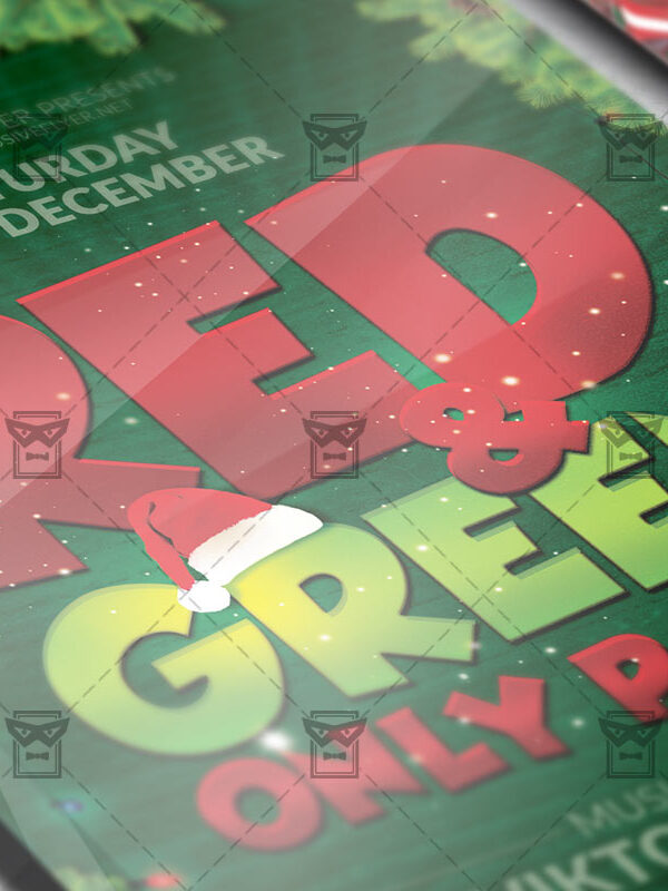 Download Red and Green Only Party PSD Flyer Template Now