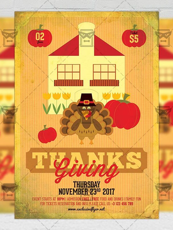 Thanksgiving Celebration - Seasonal A5 Flyer Template
