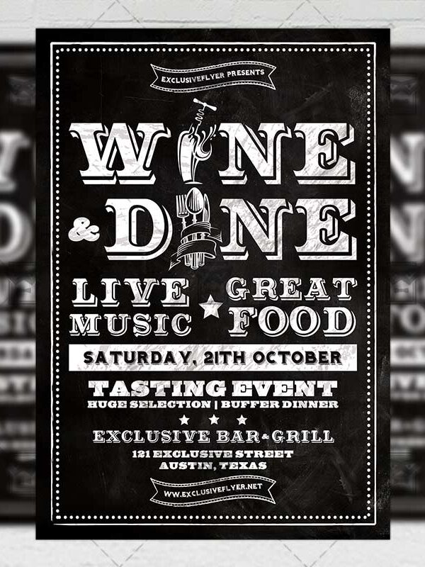 Wine and Dine - Food A5 Flyer Template