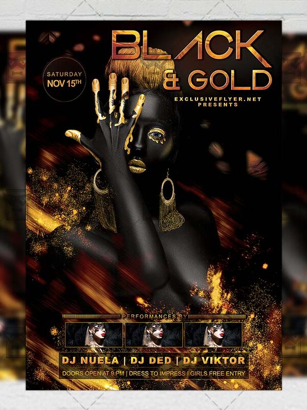Download Black and Gold Night PSD Flyer Template Now